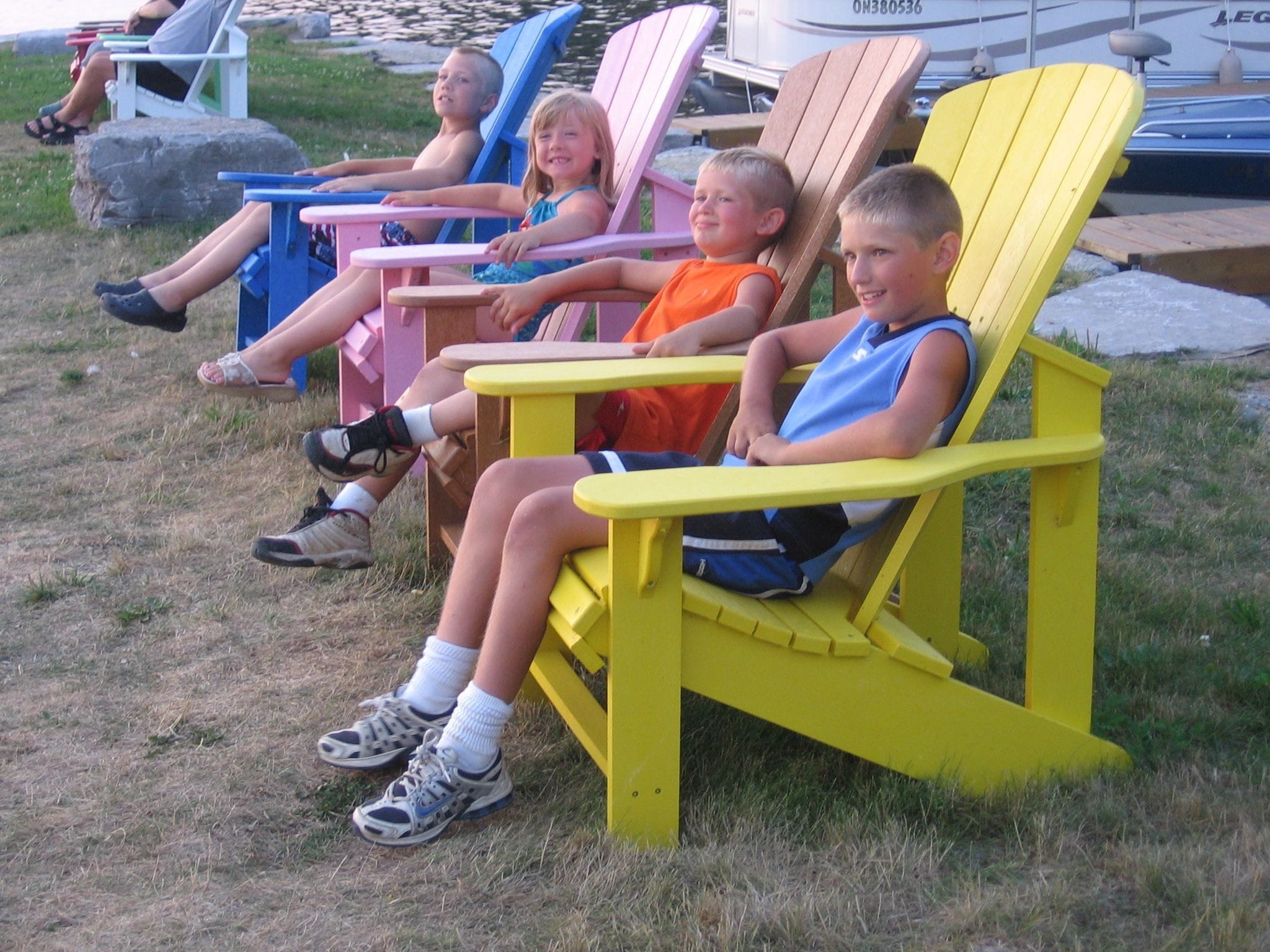 Kids Sitting on Wooden Relaxing Chair